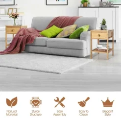 Costway 2PCS Bamboo Nightstand Natural Side End Table W/Drawer For Living Room Bedroom -Costway GUEST 38f22b30 0ff2 44fe 8c93 7d808064a533