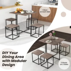 Costway 5-Piece Dining Table Set Square Kitchen Table Set With Stools For Small Spaces -Costway GUEST 394f5ea2 f8d5 41e9 98c2 c0cd0be1f031