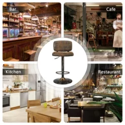 Costway Set Of 4 Adjustable Bar Stools Swivel Bar Chairs W/Backrest Retro Brown -Costway GUEST 39597417 85a5 471b b6d7 248a2837bf90