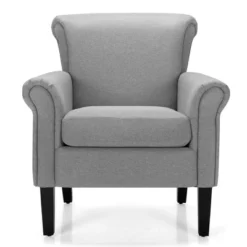 Costway Set Of 2 Upholstered Fabric Accent Chairs W/ Rubber Wood Legs Dark GrayLight Gray -Costway GUEST 3988bdf8 d8db 4981 a1df 939a8a0d7bd0 1