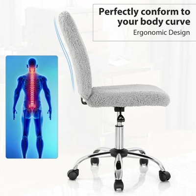 Costway Armless Faux Fur Leisure Office Chair Adjustable Swivel Task Chair 6 Costway Armless Faux Fur Leisure Office Chair Adjustable Swivel Task Chair - Image 4