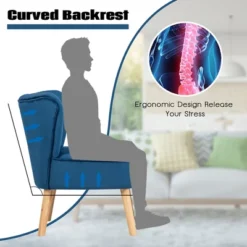 Costway Leisure Chair And Ottoman Thick Padded Velvet Tufted Sofa Set W/ Wood Legs PinkBlue Green -Costway GUEST 39e63d52 4311 4a40 9852 023050562c84