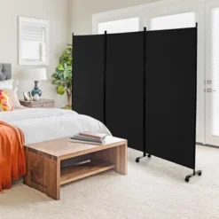 Costway 3-Panel Folding Room Divider 6Ft Rolling Privacy Screen WithLockable Wheels Black/Brown/Grey/White -Costway GUEST 3a2d7d25 20bd 4a3a 831d 6bdcc50b7295