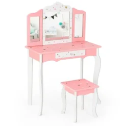 Costway Kids Vanity Princess Makeup Dressing Table Chair Set W/ Tri-folding Mirror -Costway GUEST 3a45a3d0 135a 4c4c 99fb 634bce50575c