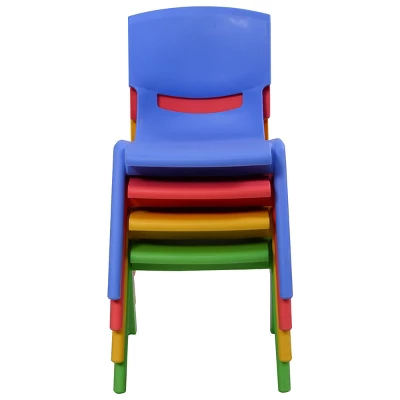 Costway Set Of 4 Kids Plastic Chairs Stackable Play And Learn Furniture Colorful 6 Costway Set Of 4 Kids Plastic Chairs Stackable Play And Learn Furniture Colorful - Image 4