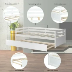Costway Twin Size Trundle Daybed Wooden Slat Support Mattress Platform For Kids EspressoWhite 20 Costway Twin Size Trundle Daybed Wooden Slat Support Mattress Platform For Kids EspressoWhite -Costway GUEST 3a6b93bb e611 4da1 aa5b 42cda8ec0016