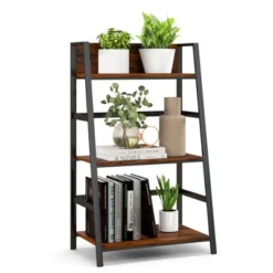 Costway 3-Tier Ladder Bookshelf Industrial Storage Rack Bookcase Plant Display Shelf -Costway GUEST 3a809835 8b51 48ed a58a d27f438a6659