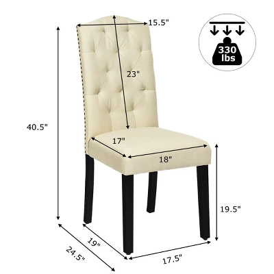 Costway Set Of 4 Tufted Dining Chair Upholstered W/ Nailhead Trim & Rubber Wooden Legs 3 Costway Set Of 4 Tufted Dining Chair Upholstered W/ Nailhead Trim & Rubber Wooden Legs