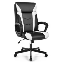 Costway Office Chair Computer Desk Chair Swivel Gaming PU Leather W/Padded Armrest WhiteBlueRed -Costway GUEST 3aa2990e 9f39 47bf a7c3 75d703191b93