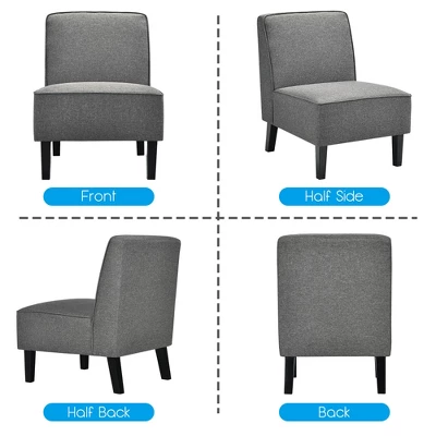 Costway Accent Chair Armless Fabric Sofa Living Room Furniture Gray 9 Costway Accent Chair Armless Fabric Sofa Living Room Furniture Gray - Image 7