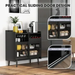 Costway Kitchen Buffet Sideboard Organizer Liquor Bar Cabinet With Wine Rack & Sliding Door -Costway GUEST 3abd67c9 3890 4ffb aee8 e05890baa6aa
