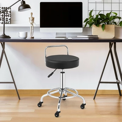 Costway Pneumatic Work Stool Rolling Swivel Task Chair Spa Office Salon W/Cushioned Seat 4 Costway Pneumatic Work Stool Rolling Swivel Task Chair Spa Office Salon W/Cushioned Seat - Image 2