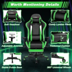 Costway High Back Gaming Chair Adjustable Office Computer Task Chair W/Footrest Green -Costway GUEST 3b19dcd4 9cb3 4592 8486 c9495e74c25e