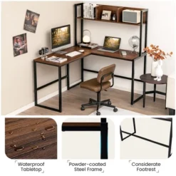 Costway 55''L-Shaped Desk Corner Computer Desk Writing Workstation Table W/Hutch -Costway GUEST 3b1c9fa2 17b0 4a6d 95a8 b3a39b25488a