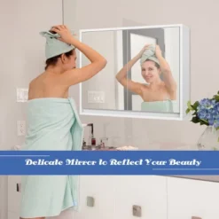 Costway Wall Mounted Bathroom Storage Cabinet Medicine Cabinet Organizer Shelf W/Double Mirror Door White -Costway GUEST 3b3b2cd6 4be5 42a5 bff4 dd6591766435