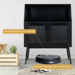 Costway Kitchen Storage Cupboard Buffet Cabinet Sideboard W/ Open Cubby & 2 Glass Doors -Costway GUEST 3b653120 94ae 4865 820c cd109200e411