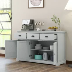 Costway 3 Drawers Sideboard Buffet Cabinet Console Table Kitchen Storage Cupboard Gray -Costway GUEST 3b92ab7d f766 45c2 b92e 5b521e6c5be6