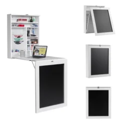Costway White Wall Mounted Table Convertible Desk Fold Out Space Saver Chalkboard -Costway GUEST 3ba50b38 88a9 4c21 af13 38b85d3a4f20