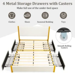 Costway FullQueen Size Upholstered Bed Frame Wooden Slatted Adjustable Headboard 4 Drawers -Costway GUEST 3ba61969 027c 4a69 b907 6a21f9d55315
