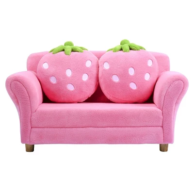 Costway Kids Sofa Strawberry Armrest Chair Lounge Couch W/2 Pillow Children Toddler Pink 8 Costway Kids Sofa Strawberry Armrest Chair Lounge Couch W/2 Pillow Children Toddler Pink - Image 6