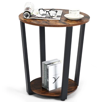 Costway Industrial End Table Metal Frame W/ Storage Shelf 10 Costway Industrial End Table Metal Frame W/ Storage Shelf - Image 8