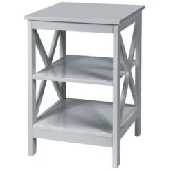 Costway 3-Tier Nightstand End Table X Design Storage Display Shelf Living Room Grey -Costway GUEST 3bb73a16 76c8 4cff 9304 b609976e290b