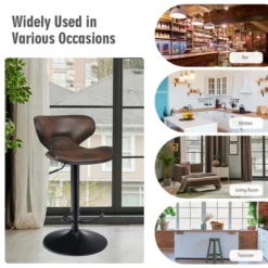 Costway Set Of 2 Adjustable Bar Stools Swivel Bar Chairs Pub Kitchen Brown -Costway GUEST 3bbfe4ab b037 4c5f 8ebf 891f1b2e0d3a