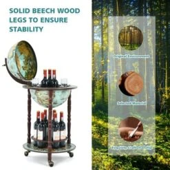 Costway 17'' Globe Wine Kitchen Stand 16th Century Italian Map Liquor Bottle Shelf Cart -Costway GUEST 3bc7f436 c424 42b5 a577 8126a8580655