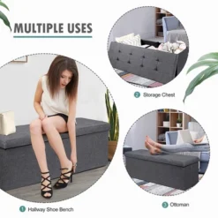 Costway Fabric Folding Storage Ottoman Storage Chest W/Divider Bed End Bench Light GreyDrak GreyNavy -Costway GUEST 3bdddfd2 b7e1 4c72 a11c 511b3826609e