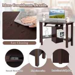 Costway Wooden Corner Desk With Drawer Computer PC Table Study Office Room Brown 17 Costway Wooden Corner Desk With Drawer Computer PC Table Study Office Room Brown -Costway GUEST 3c0ca7db 9e08 4cc0 a6a0 0a486059af4a