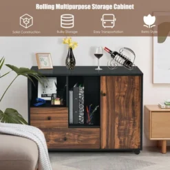 Costway Lateral Mobile Filing Cabinet Large Printer Stand W/2 Drawers Open Shelves Black -Costway GUEST 3c0f983a d602 4c0a a432 9af96f4cf6c3