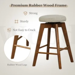 Costway Set Of 2 Swivel Bar Stools Upholstered Counter Height Chairs With Rubber Wood Legs -Costway GUEST 3c11a156 85ae 43b6 8de1 e59e32843dbc