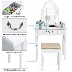 Costway Vanity Table Jewelry Makeup Desk Bench Dresser Stool -Costway GUEST 3c1ffc03 9c7c 4c76 9132 03dd575df47b