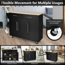 Costway Kitchen Island Trolley Cart Wood Top Rolling Storage Cabinet W/Knife Block Black -Costway GUEST 3c2380ec 3e55 4d54 9979 7ad612a16990