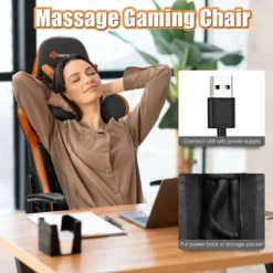 Costway Gaming Chair Reclining Racing Chair With Massage Lumbar Support &Footrest Orange -Costway GUEST 3c371f72 fbfc 4755 bb6c 1daa4b3805b5