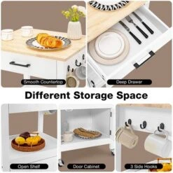 Costway Rolling Kitchen Island Cart On Wheels Bar Serving Trolley W/Drawer Cabinet BlackWhite -Costway GUEST 3c48cc71 a5a4 40d0 9b43 355c1b984167