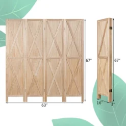 Costway 4Panels Folding Wooden Divider W/x-shaped Design 5.6 Ft Tall Brown -Costway GUEST 3c504e95 3143 4e57 816a 88f2a62cc4be