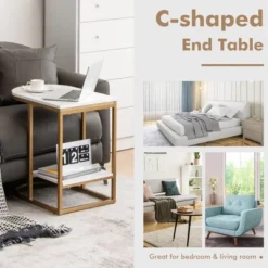 Costway C-shaped Side Table 2-Tier End Table With Storage Modern Compact Snack Table 16 Costway C-shaped Side Table 2-Tier End Table With Storage Modern Compact Snack Table -Costway GUEST 3c63ddcb 43b4 47ad a04e 64211af05fce
