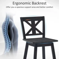 Costway Set Of 2 Bar Stools Swivel Counter Height Chair W/ Solid Wood Legs WhiteBlack -Costway GUEST 3c78103d e748 4656 82a2 e533106f26c6