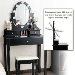 Costway Bedroom Vanity Set Makeup Dressing Table W/3 Drawers 10 LED Bulb Black -Costway GUEST 3d2f3a7d c595 45e2 9759 7b5cbf602f7d