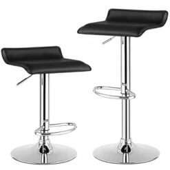 Costway Set Of 2 Swivel Bar Stool PU Leather Adjustable Kitchen Counter Bar Chairs Black Low Back -Costway GUEST 3d43089b 920a 4607 9a69 201a119232e4