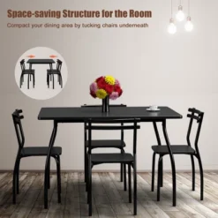 Costway 5 Piece Dining Set Table 30.0" And 4 Chairs Home Kitchen Room Breakfast Furniture Black -Costway GUEST 3d52bb50 ec48 45c6 a594 b5b68b4ade10