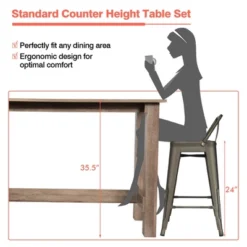 Costway 5 PCS Dining Table Set Kitchen Rectangular Counter Height Table W/ 4 Bar Stools 17 Costway 5 PCS Dining Table Set Kitchen Rectangular Counter Height Table W/ 4 Bar Stools -Costway GUEST 3d6965e5 77a2 489a 9560 6e36aa906ee4