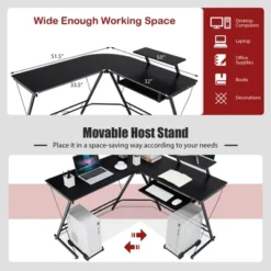 Costway L Shaped Computer Desk Home Office Workstation W/ Movable Monitor Stand -Costway GUEST 3d7c3a58 a62b 4404 90fb 6a33bec2cd79