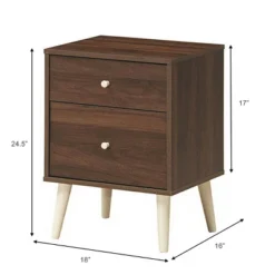 Costway Nightstand 2-Drawer Beside End Side Table W/Rubber Legs -Costway GUEST 3da9a71e 6d6a 4ba9 908c 2c9d5df98d92
