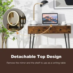 Costway Vanity Table Set Lighted Mirror Storage Drawer Shelf Cushion Stool 15 Costway Vanity Table Set Lighted Mirror Storage Drawer Shelf Cushion Stool -Costway GUEST 3dc666de 7160 4fa4 b86e de0fc671f5a9