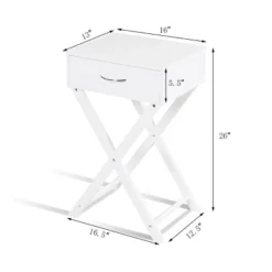 Costway Nightstand X-Shape Drawer Accent Side End Table Modern Home Furniture White