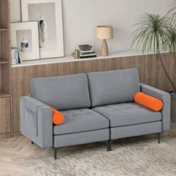 Costway Modern Loveseat 2-Seat Sofa Couch W/ 2 Bolsters Side Storage Pocket Ash Grey 14 Costway Modern Loveseat 2-Seat Sofa Couch W/ 2 Bolsters Side Storage Pocket Ash Grey -Costway GUEST 3df803ba 90a9 40fb ade7 9ae5e66b50b1