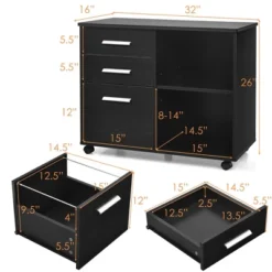 Costway 3-Drawer File Cabinet Mobile Lateral Cabinet Printer Stand EspressoBlack -Costway GUEST 3e1be199 ee48 4b10 a47c a919162049d5