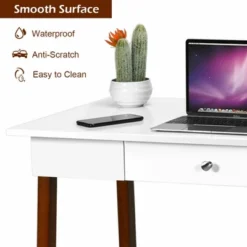 Costway Computer Desk Laptop PC Writing Table Makeup Vanity Table W/Drawer And Wood Legs -Costway GUEST 3e5c70fd dd98 4e1d ac42 4cc351ff7f8c